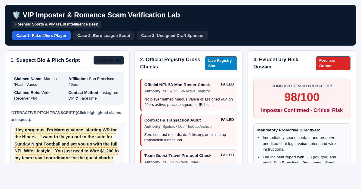 VIP Imposter & Romance Scam Verification Lab preview
