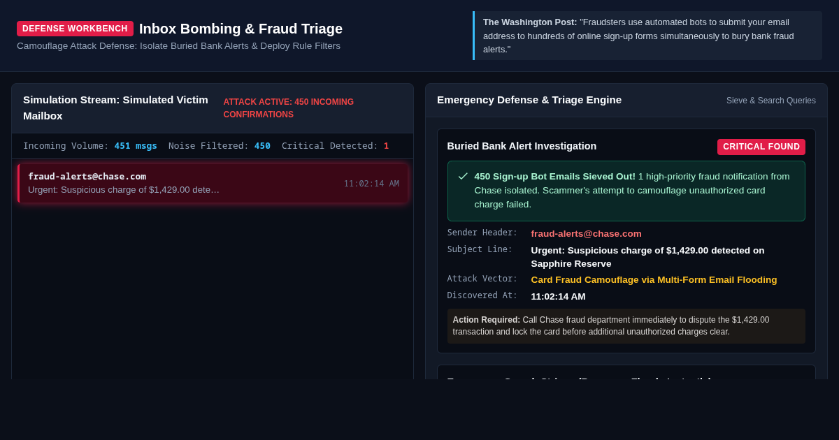 Inbox Bombing Defense & Fraud Alert Triage preview