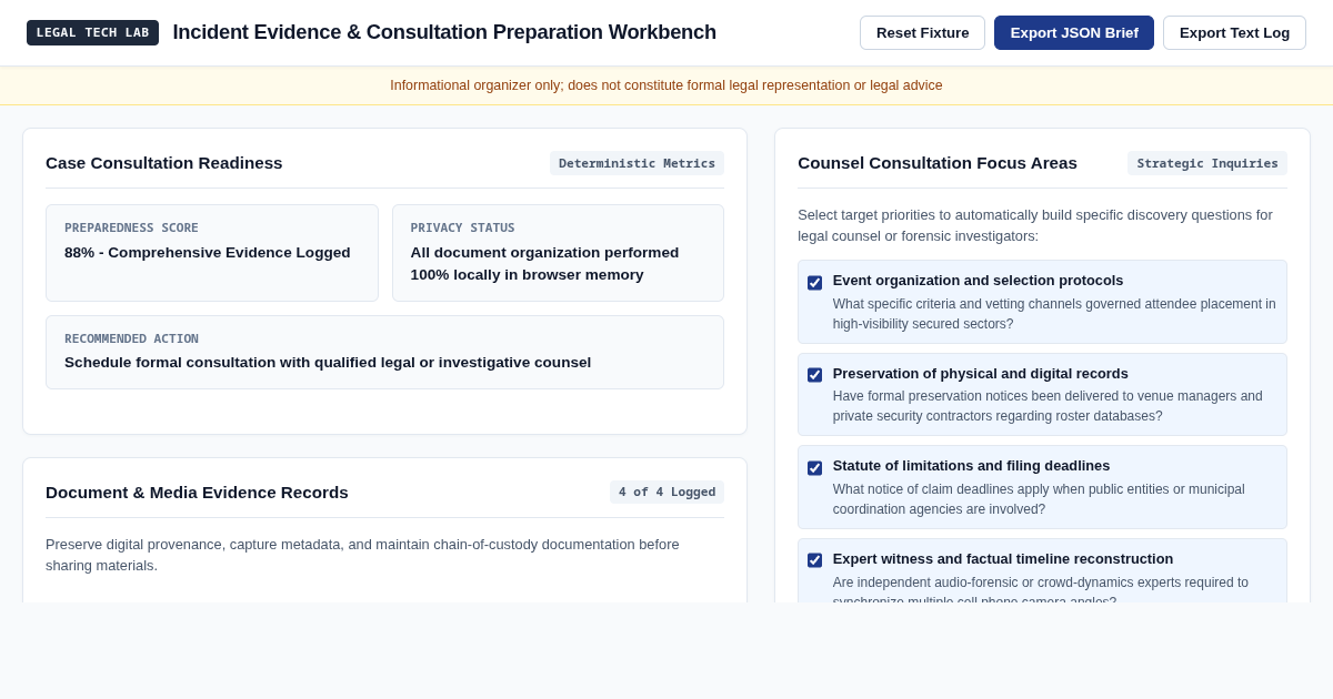 Incident Evidence & Consultation Preparation Workbench preview