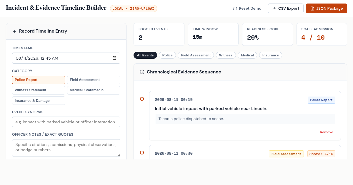 Incident & Evidence Timeline Builder preview