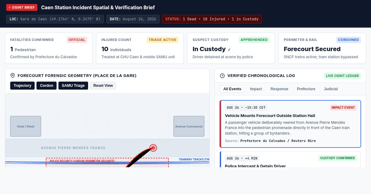 Caen Station Incident Spatial & Verification Brief | Investigative OSINT Workbench preview