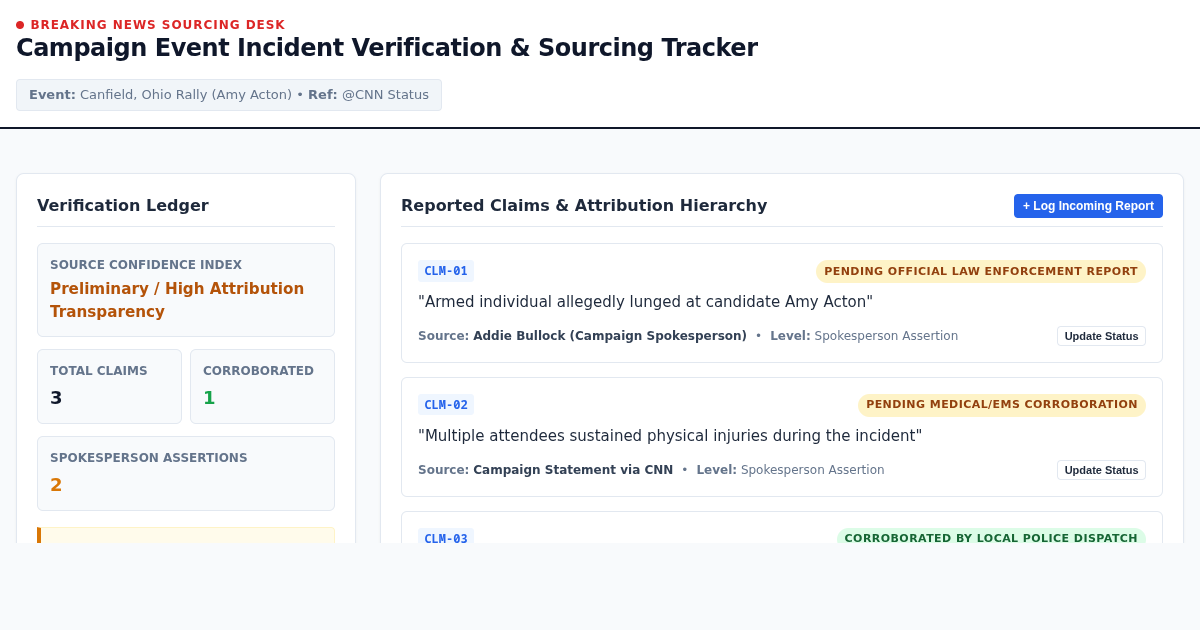 Campaign Event Incident Verification & Sourcing Tracker preview
