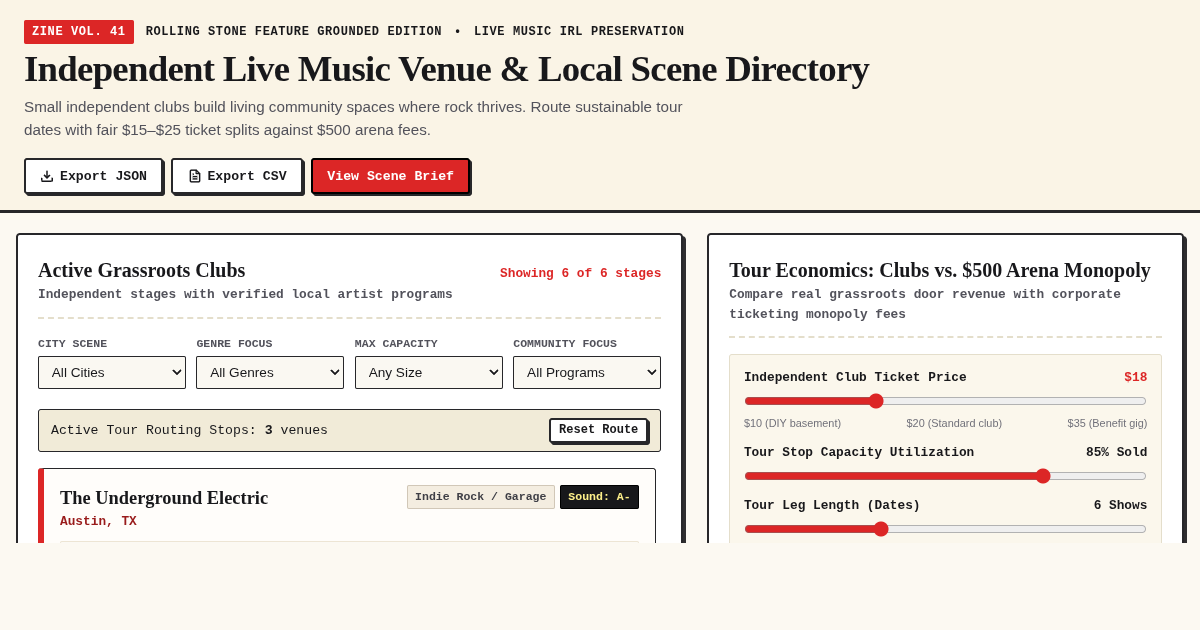 Independent Live Music Venue & Local Scene Directory preview
