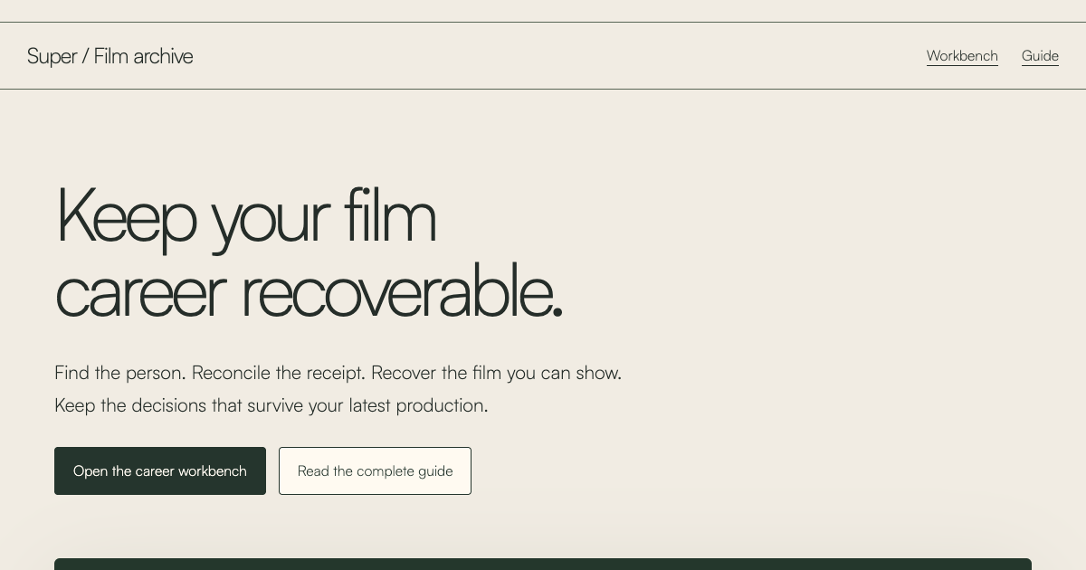 Plan reusable filmmaking evidence preview