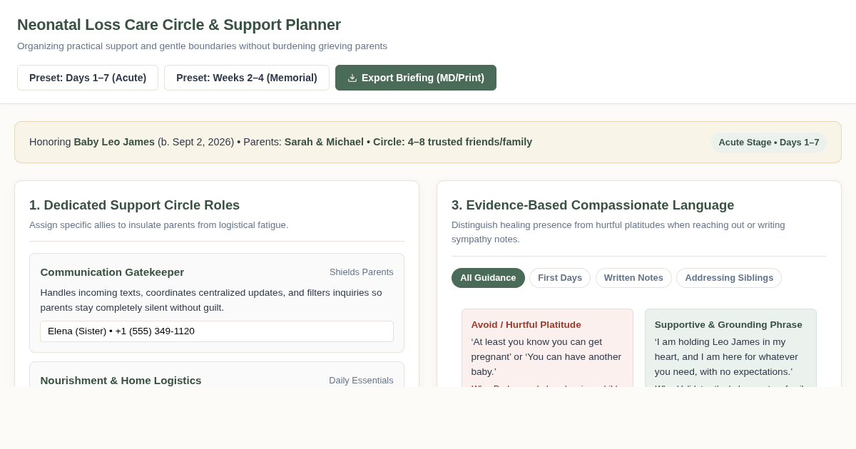 Neonatal Loss Care Circle & Compassionate Support Planner preview