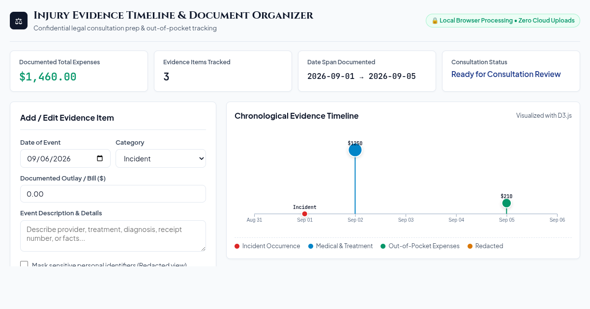 Injury Evidence Timeline & Document Organizer preview