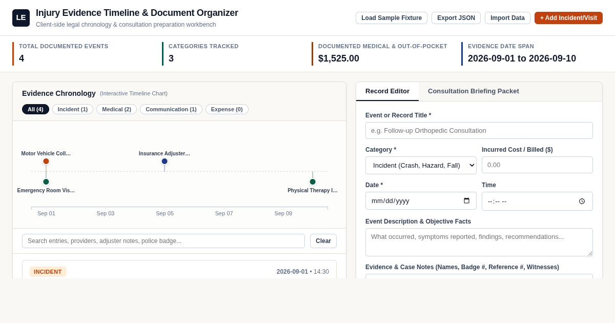 Injury Evidence Timeline & Document Organizer preview