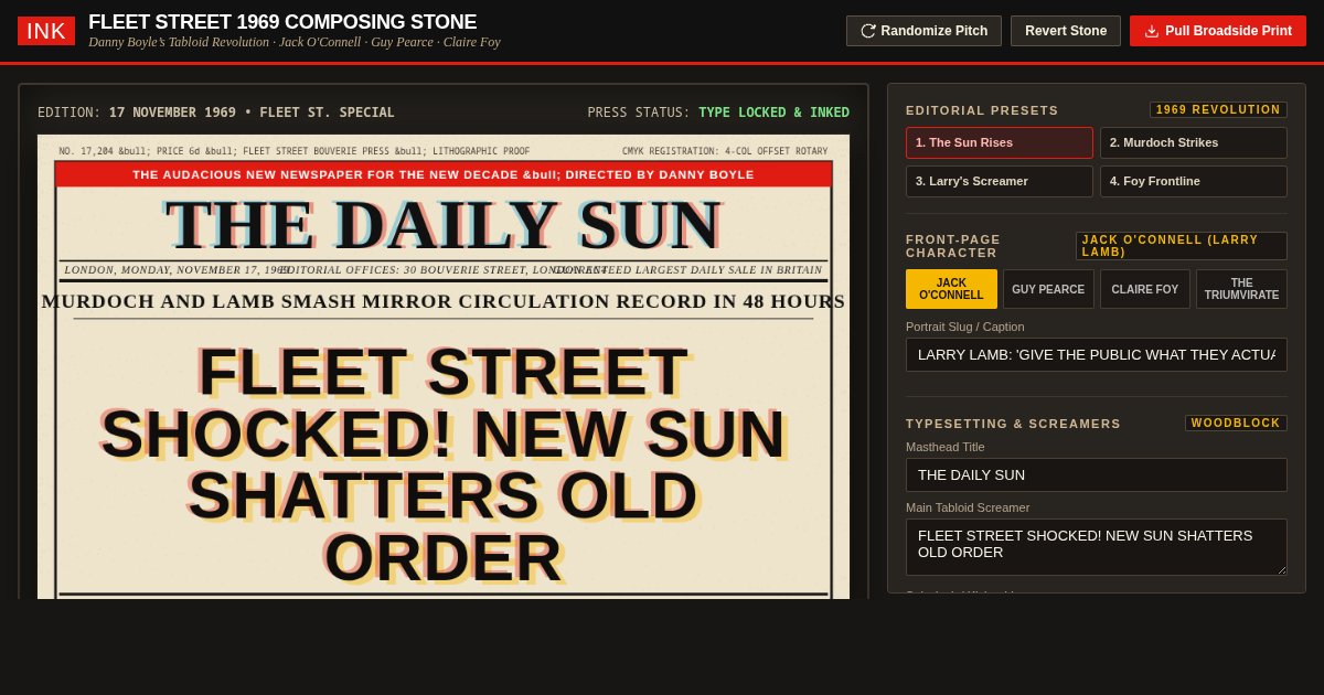 INK — Fleet Street Tabloid Press & Poster Studio preview
