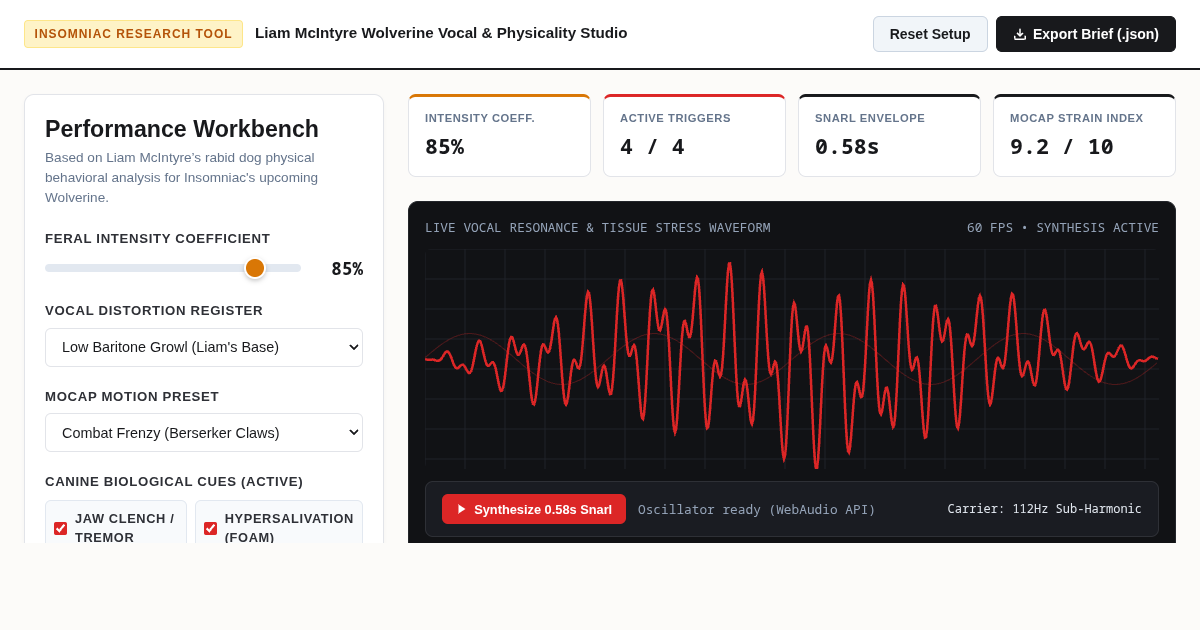 Insomniac Wolverine Performance & Feral Intensity Studio preview