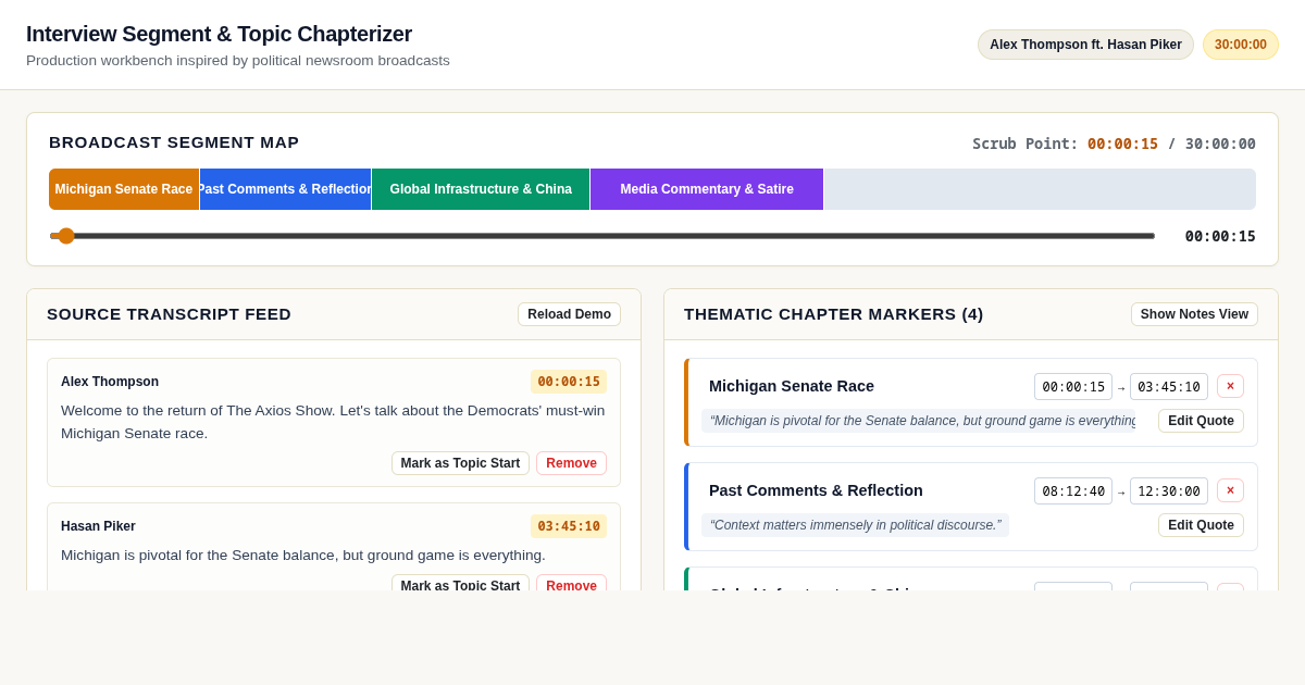 Interview Segment & Topic Chapterizer preview