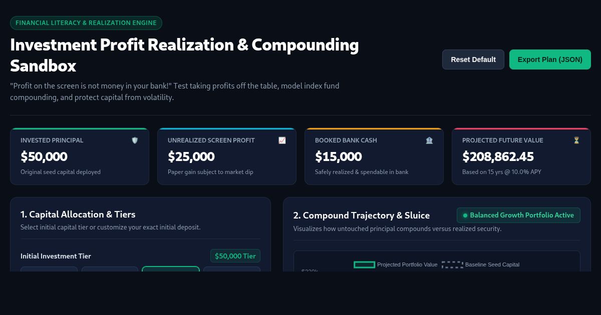 Investment Profit Realization & Compounding Sandbox preview