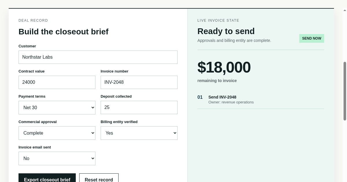 Invoice Closeout Console preview