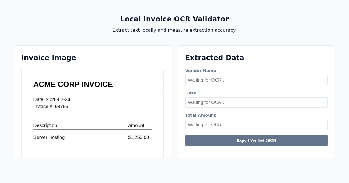 Local Invoice OCR Validator preview