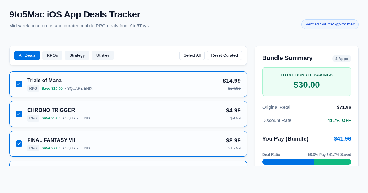 9to5Mac iOS App Deals Tracker & Bundle Estimator preview