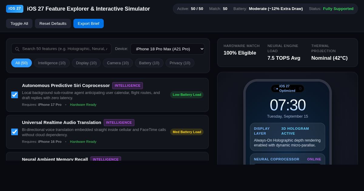iOS 27 Feature Explorer & Interactive Simulator preview