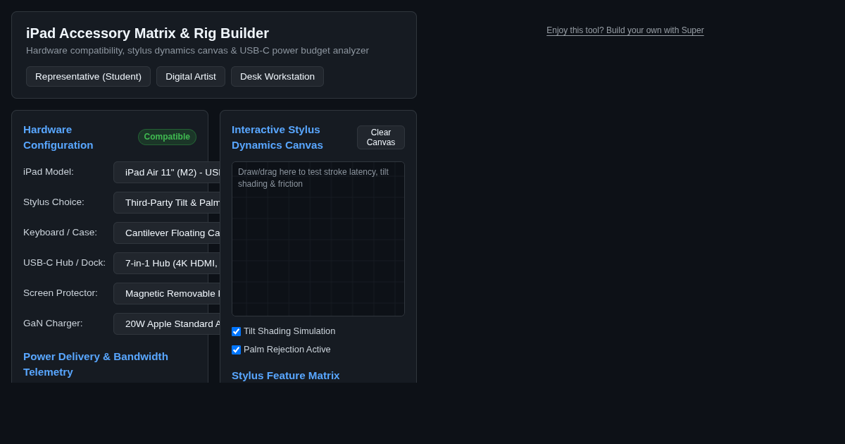 iPad Accessory Matrix & Rig Builder preview