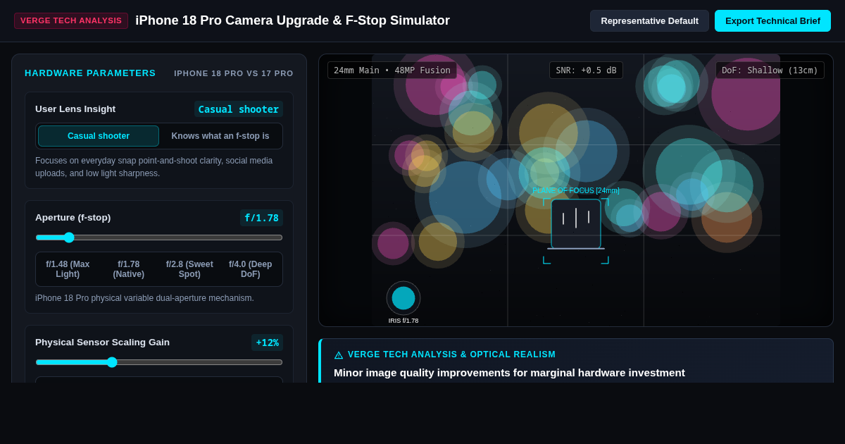 iPhone 18 Pro Camera Upgrade & F-Stop Simulator preview