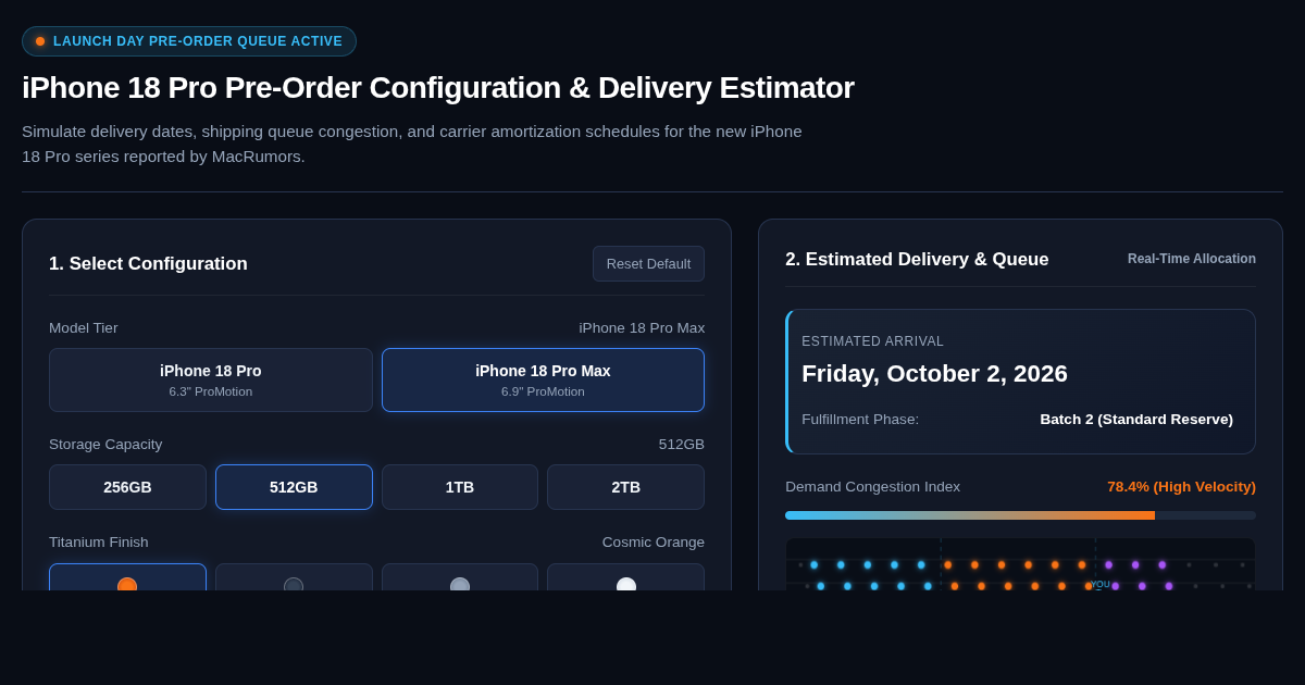 iPhone 18 Pro Pre-Order Configuration & Delivery Estimator preview