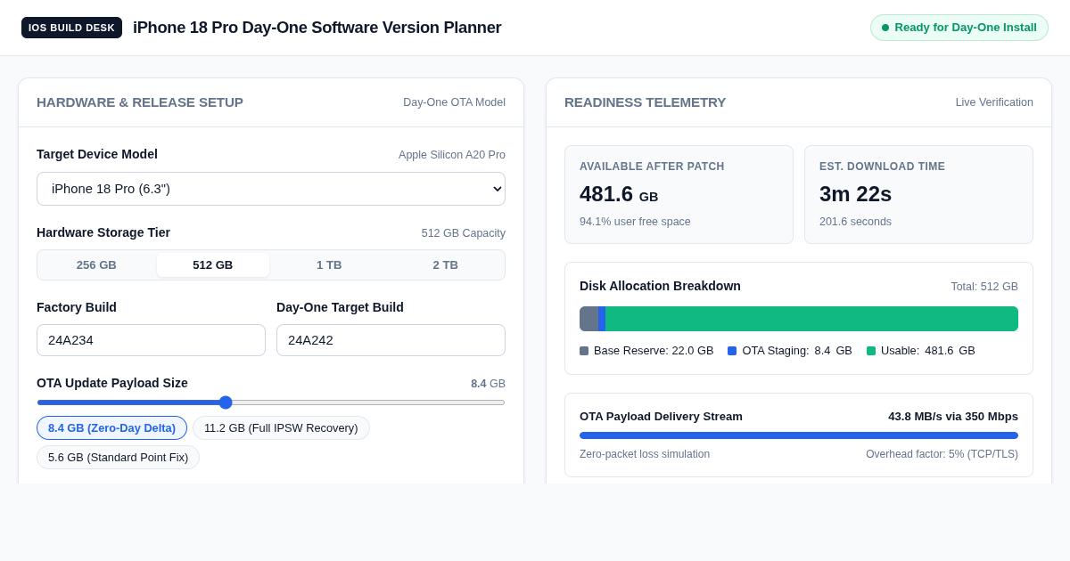 iPhone 18 Pro Day-One Software Version Planner preview