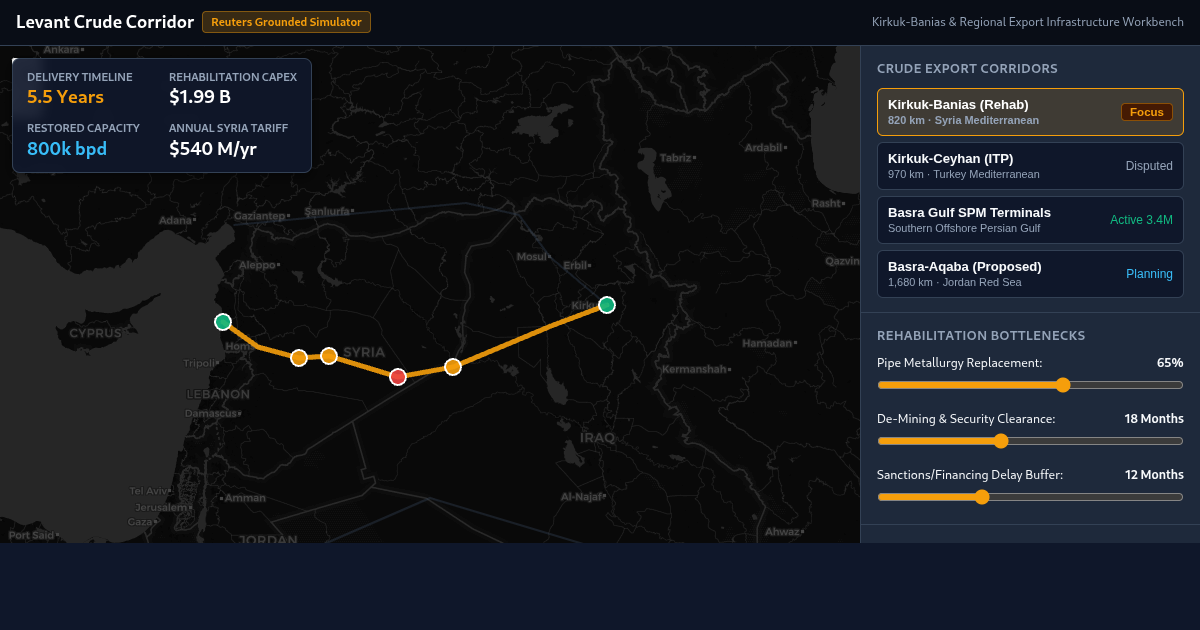 Levant Crude Corridor: Iraq-Syria Pipeline Transit & Bottleneck Simulator preview