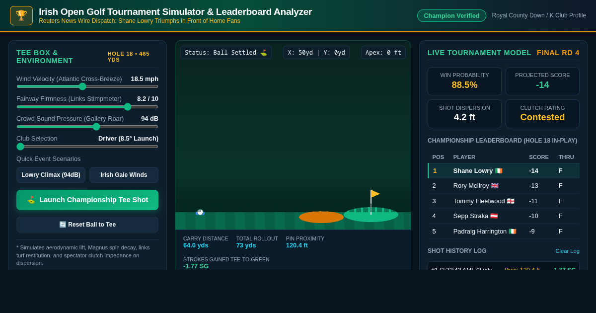 Irish Open Golf Tournament Simulator and Leaderboard Analyzer preview