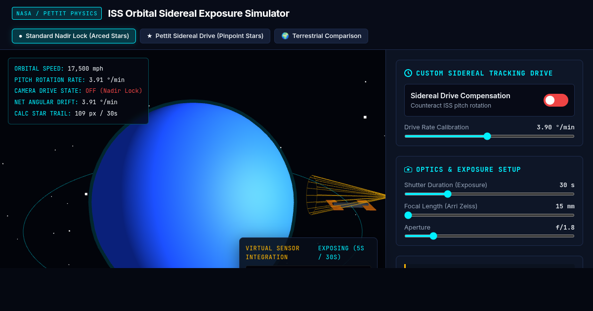 ISS Orbital Sidereal Astrophotography Simulator | Don Pettit Drive Physics preview