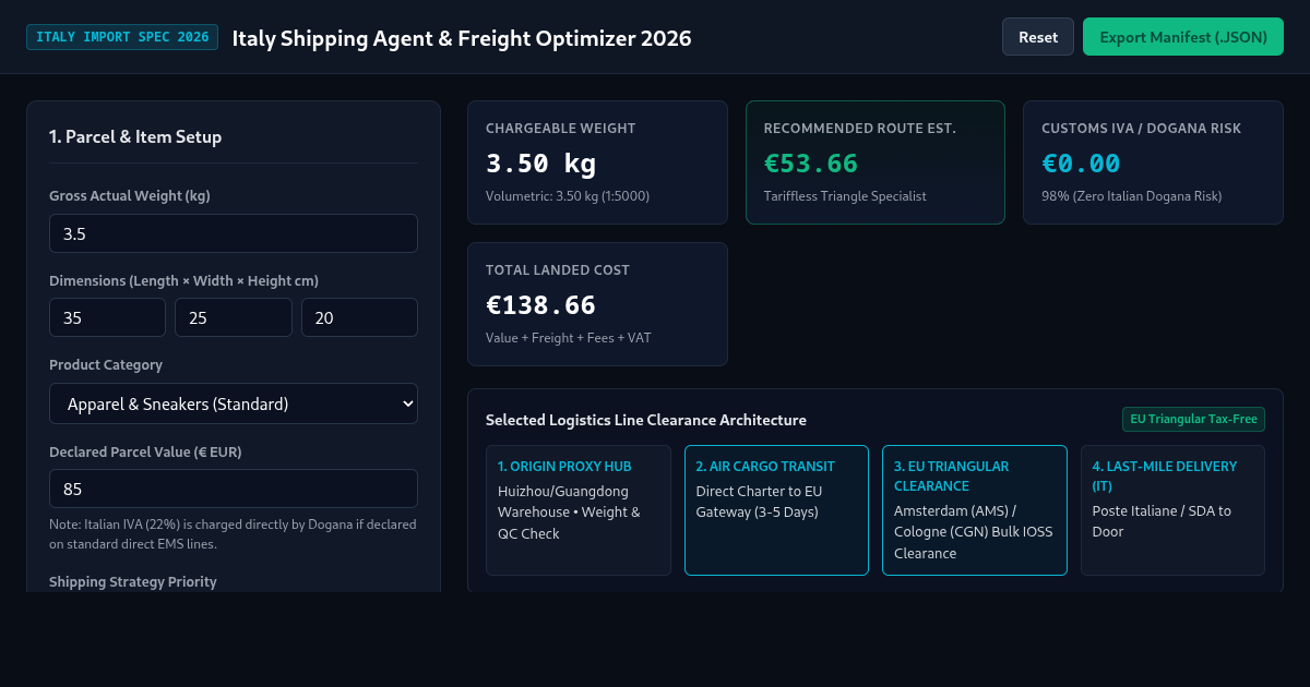 Italy Shipping Agent & Freight Optimizer 2026 preview