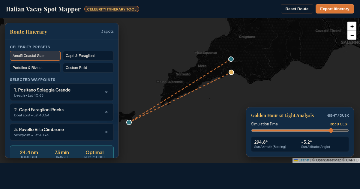Italian Vacay Spot Mapper & Itinerary Route Analyzer preview