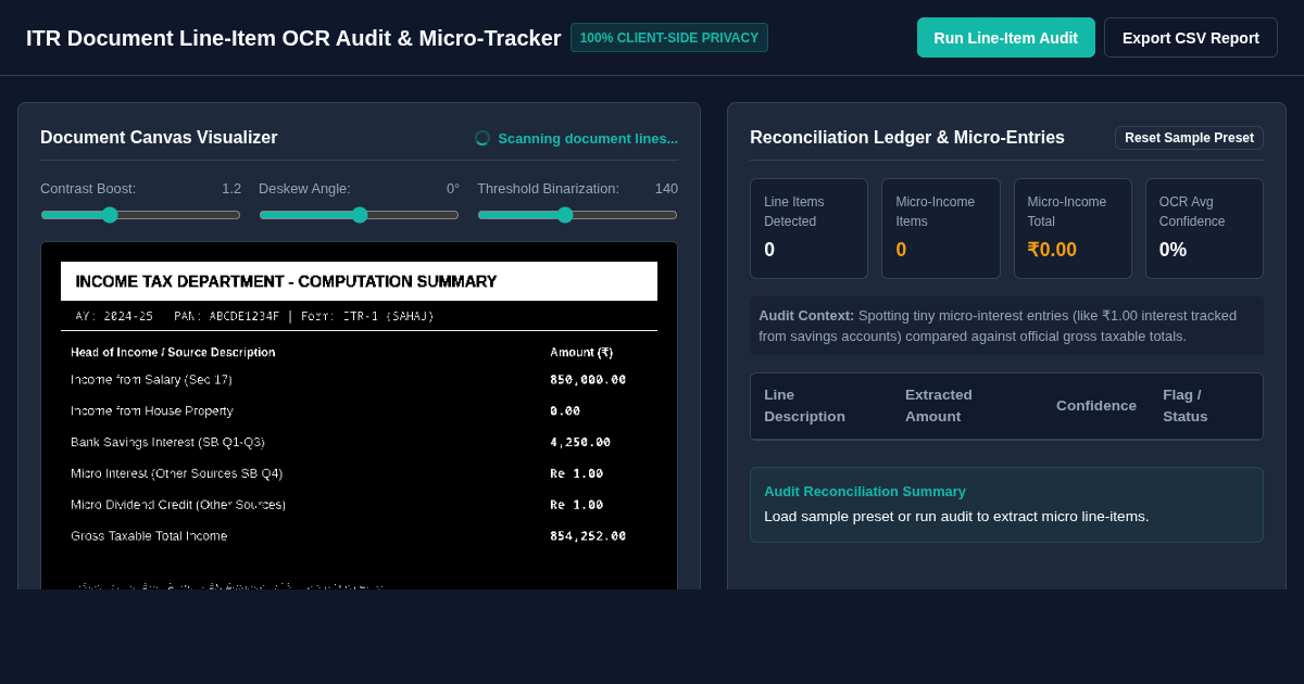 ITR Document Line-Item OCR Audit & Micro-Tracker preview