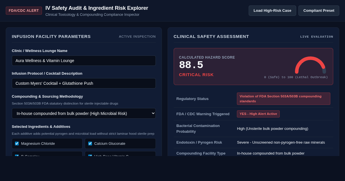 IV Safety Audit & Ingredient Risk Explorer preview