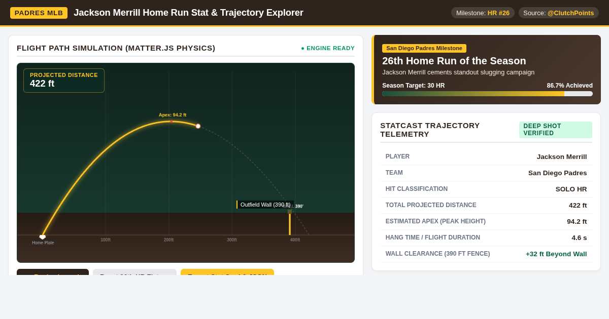 Jackson Merrill Home Run Stat & Trajectory Explorer preview