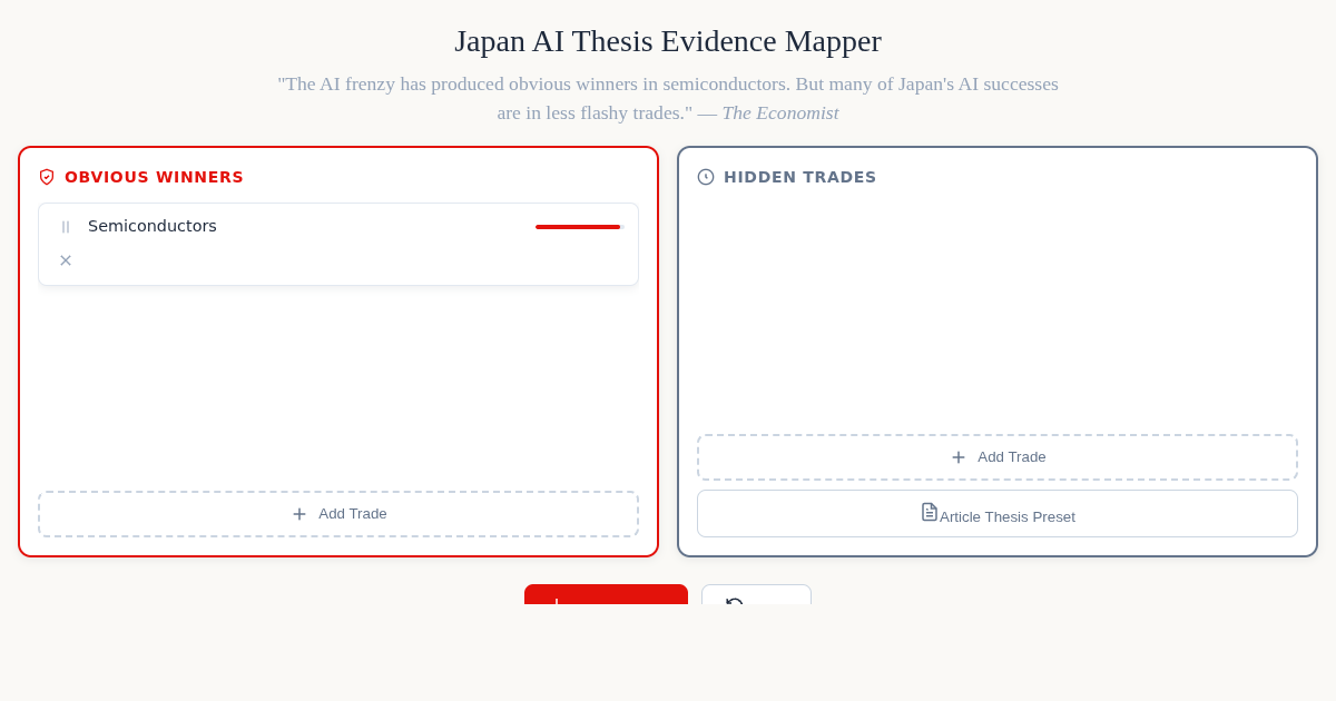 Japan AI Thesis Evidence Mapper preview
