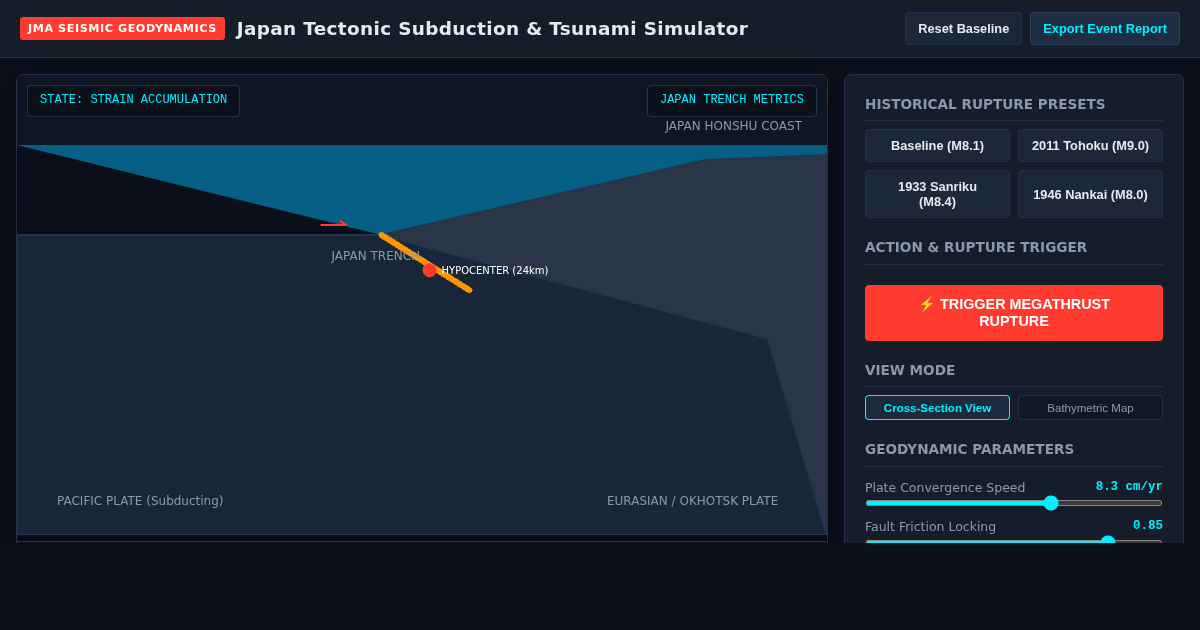 Japan Tectonic Subduction & Tsunami Simulator preview