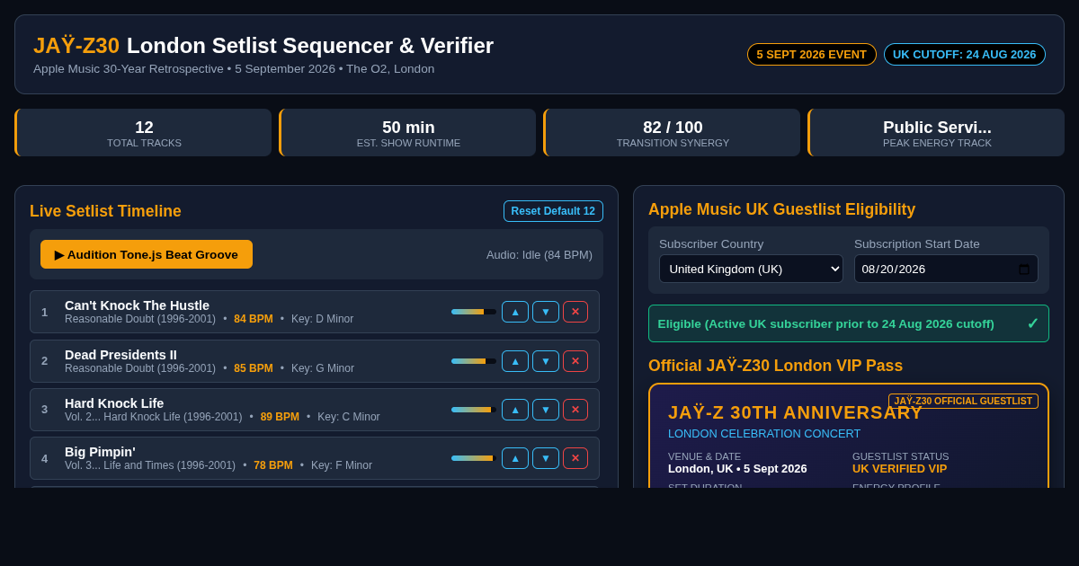 JAŸ-Z30 London Setlist Sequencer & Guestlist Verifier preview