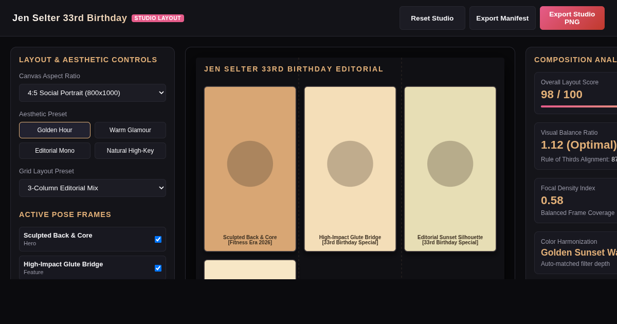 Jen Selter 33rd Birthday Editorial Shoot Collage & Studio Layout Tool preview