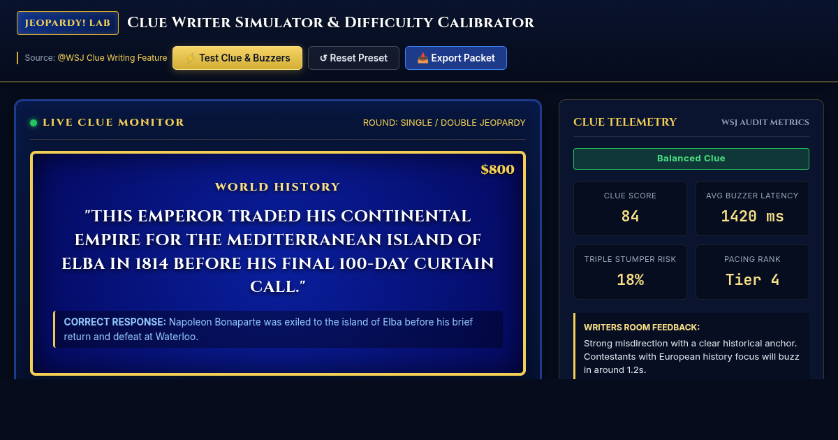 Jeopardy Clue Writer Simulator & Difficulty Calibrator preview