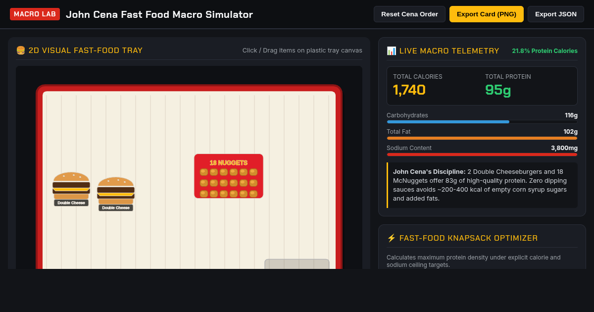 John Cena McDonald's Macro Order Simulator & Fast-Food Optimizer preview