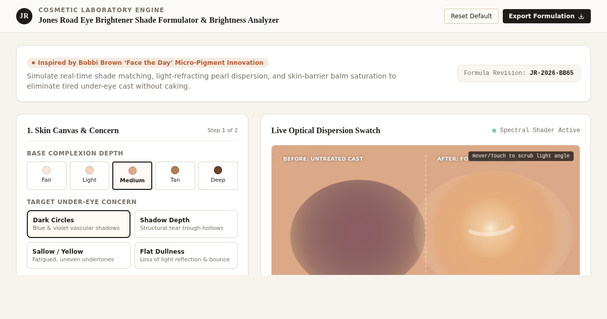 Jones Road Eye Brightener Shade Formulator & Brightness Analyzer preview