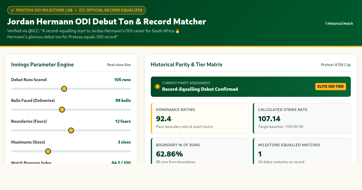 Jordan Hermann ODI Debut Ton & Record Matcher | Proteas Cricket Analytics preview