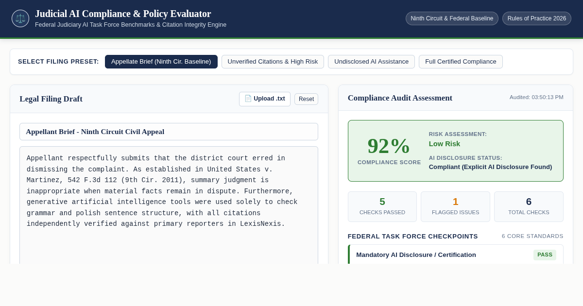 Judicial AI Compliance & Policy Evaluator preview
