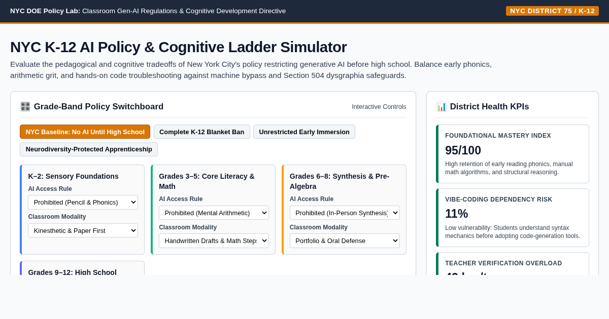 NYC K-12 AI Policy & Cognitive Ladder Simulator preview
