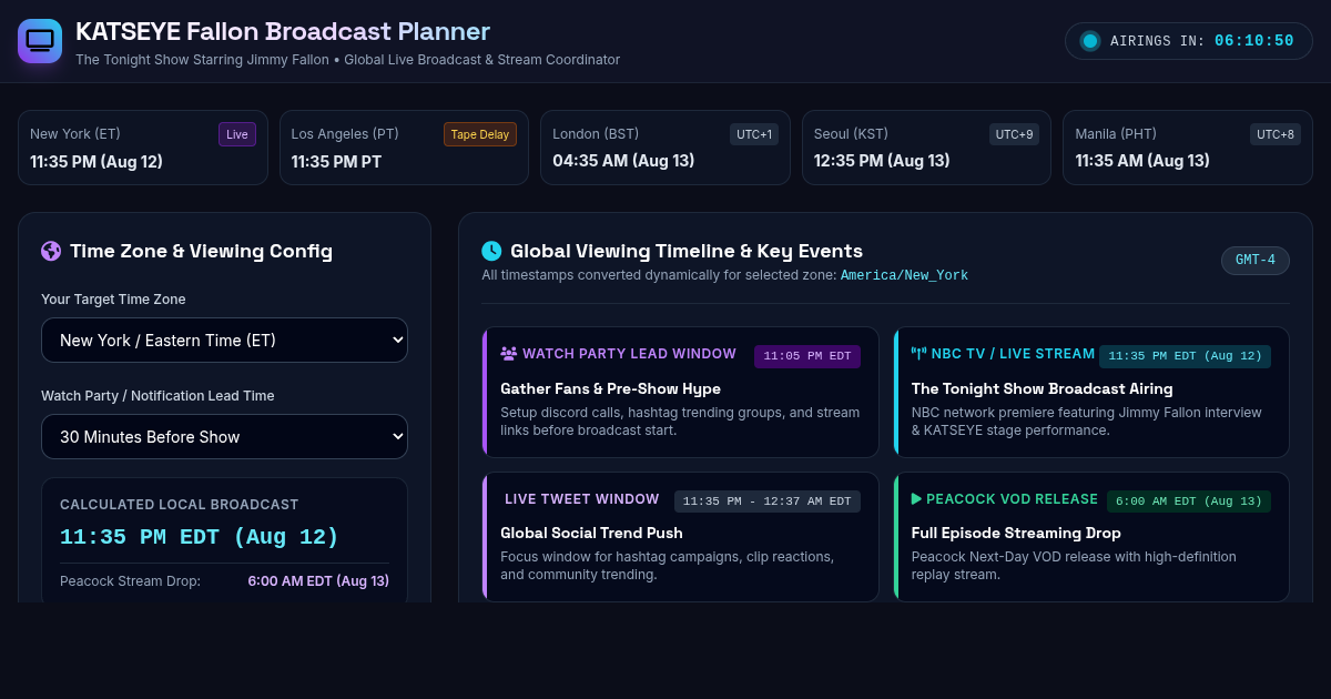 KATSEYE Tonight Show Broadcast & Time Zone Planner preview