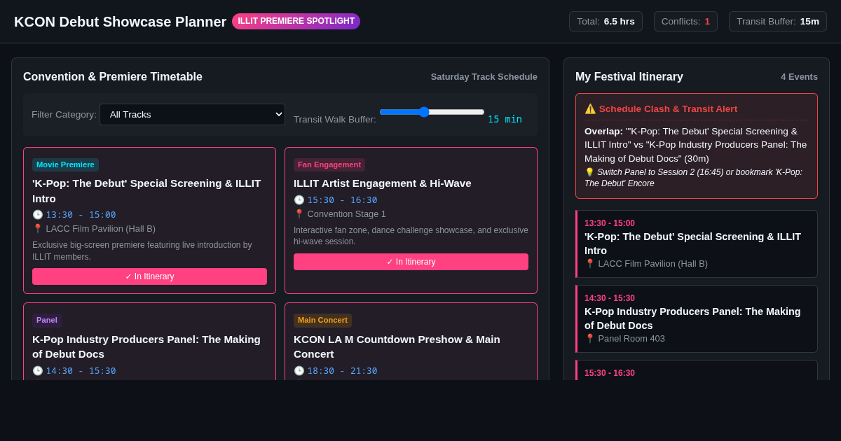 KCON Debut Showcase & Screening Itinerary Planner preview