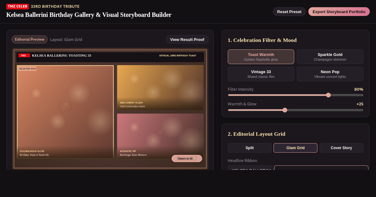 Kelsea Ballerini Birthday Gallery & Visual Storyboard Builder preview