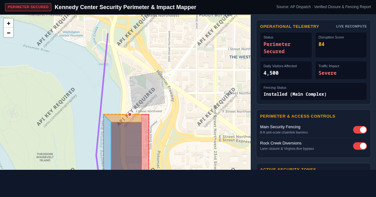 Kennedy Center Closure & Security Perimeter Impact Mapper preview