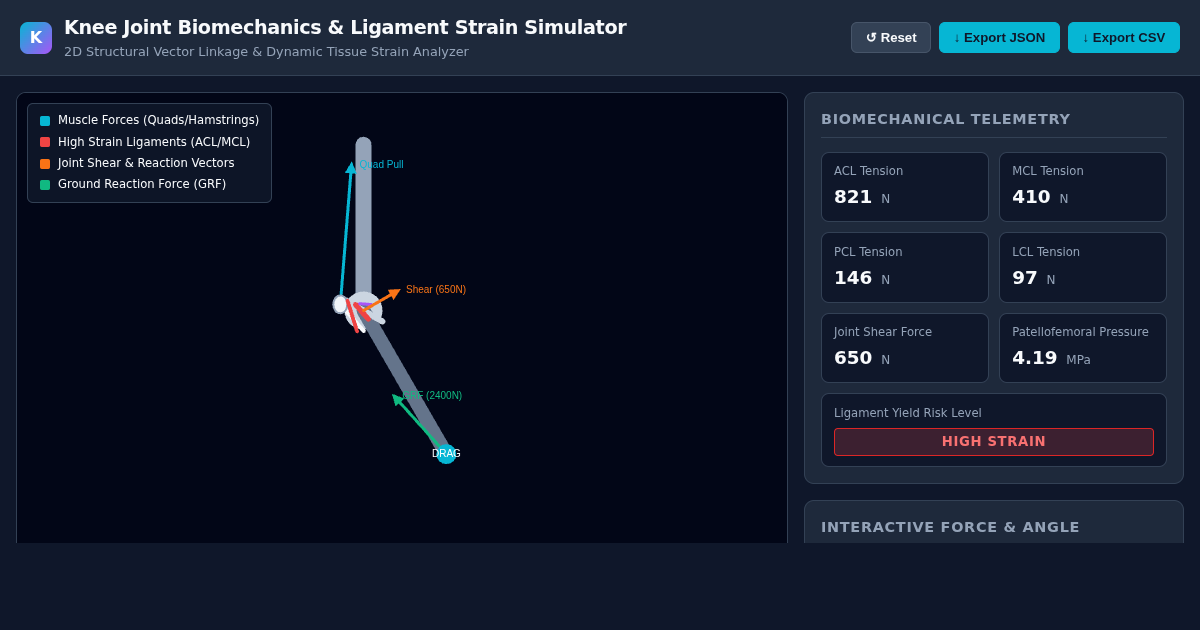 Knee Joint Biomechanics & Ligament Strain Simulator preview