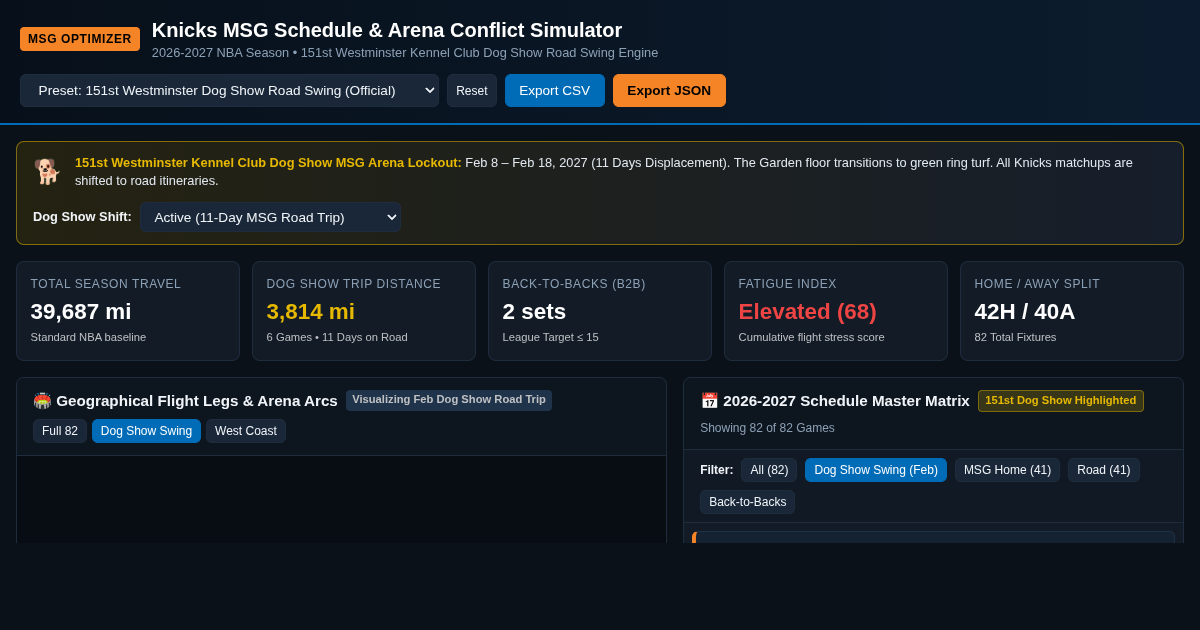 Knicks MSG Schedule & Arena Conflict Simulator preview