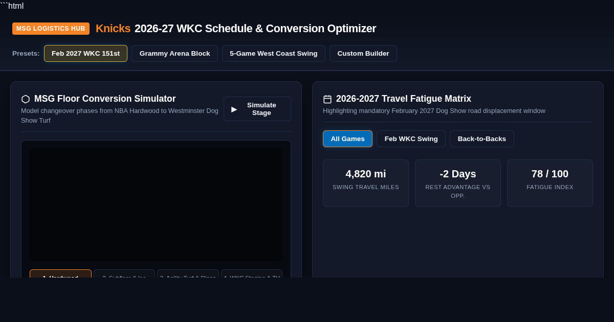 Knicks 2026-2027 MSG Schedule & WKC Conversion Optimizer preview