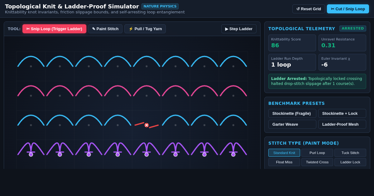 Topological Knit & Ladder-Proof Pattern Simulator preview