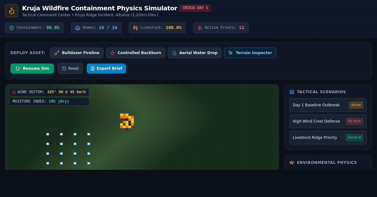 Kruja Wildfire Containment Physics Simulator preview